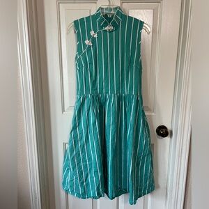 Blue-teal mandarin style dress